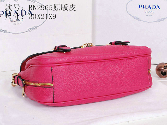 2014 Prada calfskin flap bag BN2965 rosered for sale